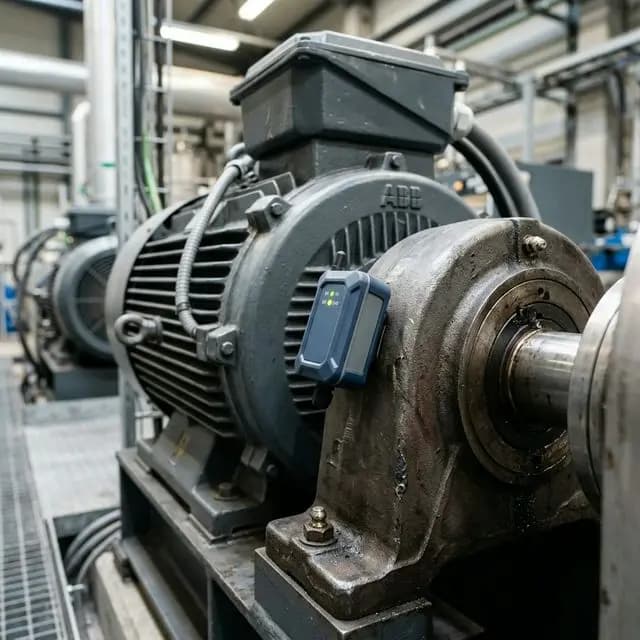 Wireless condition monitoring sensor on industrial motor